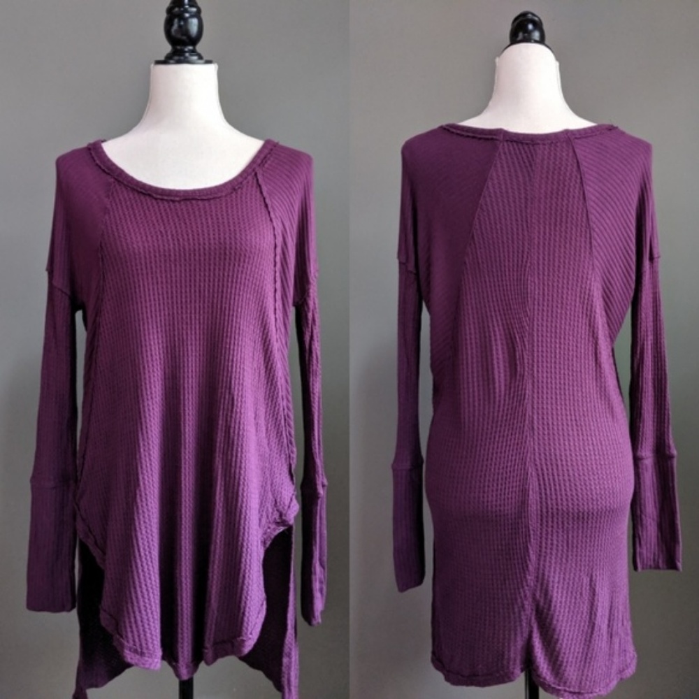 NWOT Free People 'Ventura' High/Low Thermal Top - Picture 3 of 5